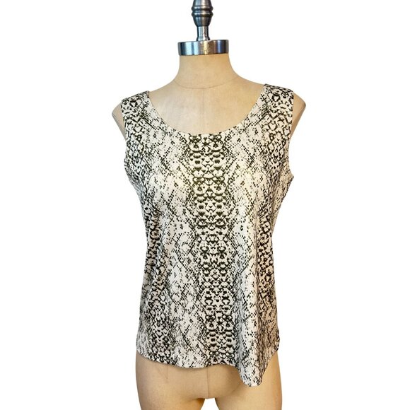 Chicos Travelers Shimmer Snake Print Tank Top Fatique NWT sz 1 Medium - Picture 1 of 5